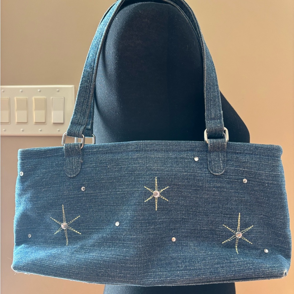 Stylish Blue Denim Shoulder Bag - Picture 2 of 4